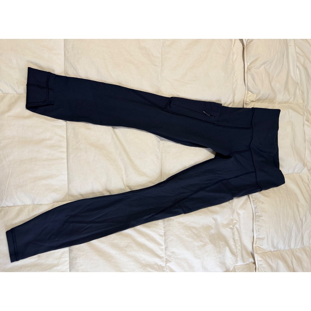 Athleta Womens Navy Blue High Waisted Pockets Athletic Leggings XXS RN 54023